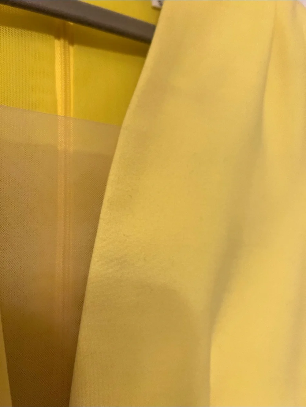 Elliatt Yellow Long Sleeve Mini Dress Size Small | Shoulder Pads & Wrap Skirt